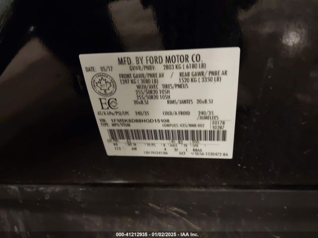 1FM5K8D88HGD15108 Ford EXPLORER XLT