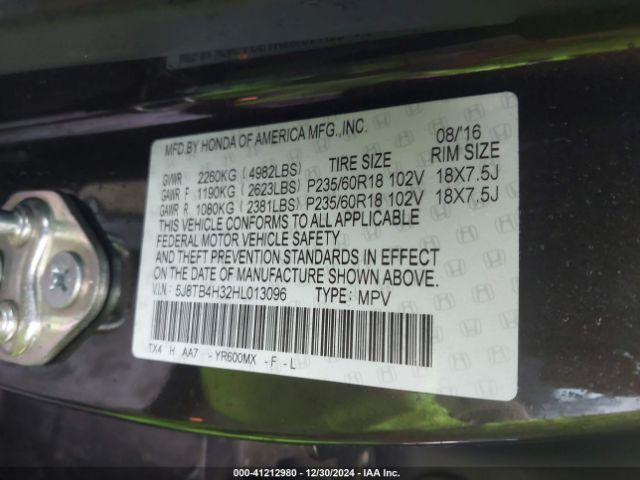5J8TB4H32HL013096 Acura Rdx Acurawatch Plus Package