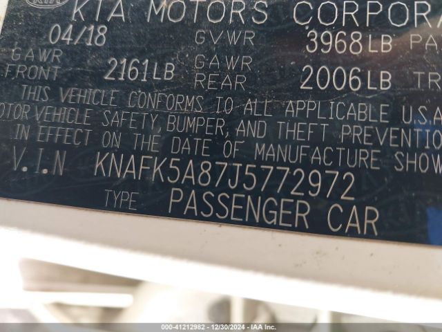 KNAFK5A87J5772972 KIA FORTE LX
