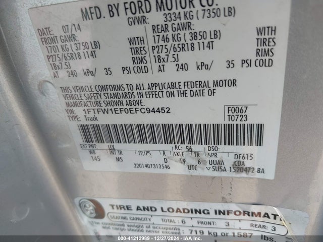 Ford F-150 Xlt 2014 1FTFW1EF0EFC94452 Image 9