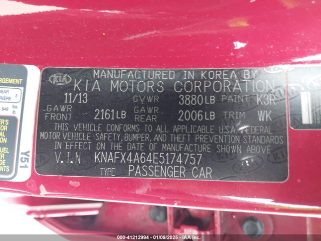 KNAFX4A64E5174757 KIA FORTE LX