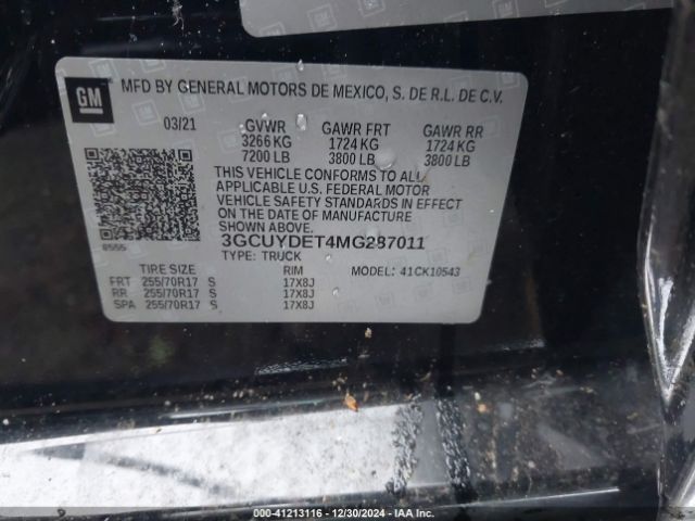 3GCUYDET4MG287011 Chevrolet Silverado 1500 4wd  Short Bed Lt