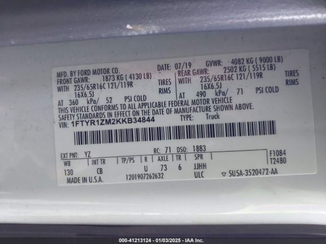 1FTYR1ZM2KKB34844 Ford Transit-250