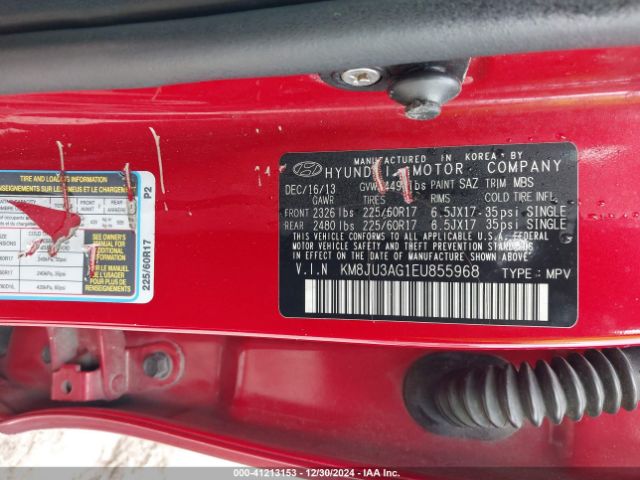KM8JU3AG1EU855968 Hyundai TUCSON SE