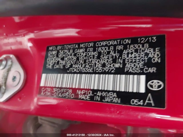 JTDKDTB36E1557972 Toyota Prius C Two