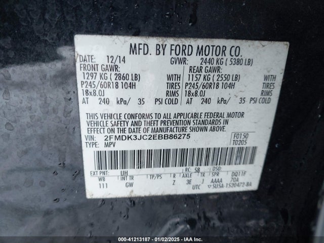 Ford EDGE SEL 2014 2FMDK3JC2EBB86275 Image 9