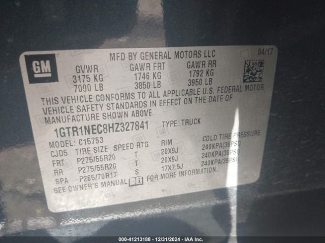 1GTR1NEC8HZ327841 GMC Sierra 1500 Slt