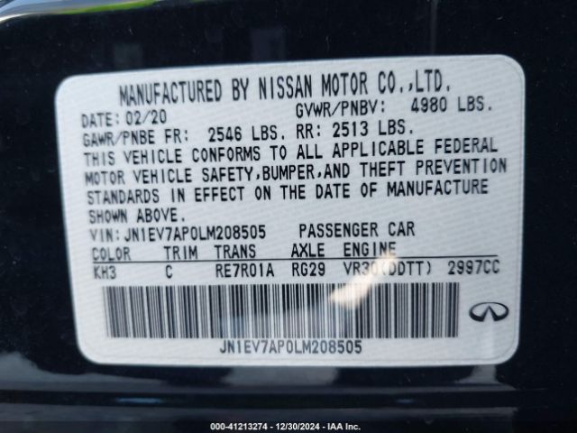 JN1EV7AP0LM208505 Infiniti Q50 Pure/luxe/sport/edition 30