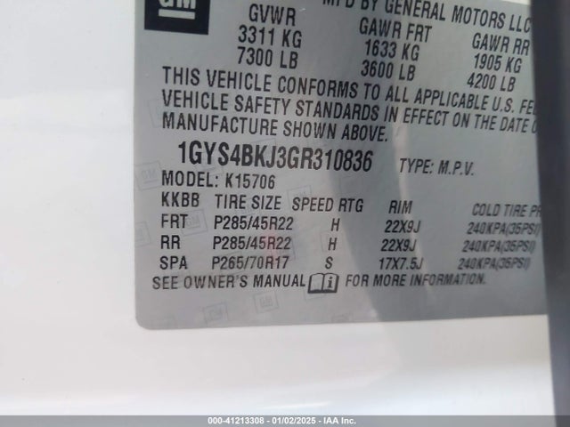 2016 CADILLAC ESCALADE 1GYS4BKJ3GR310836 Photo 8