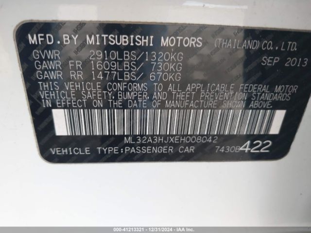 ML32A3HJXEH008042 Mitsubishi MIRAGE DE