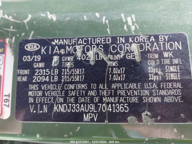 KNDJ33AU9L7041365 KIA SOUL EX