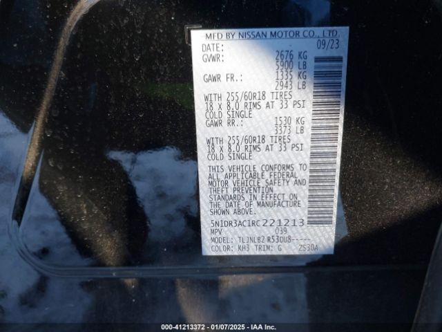 5N1DR3AC1RC221213 Nissan Pathfinder S 4wd