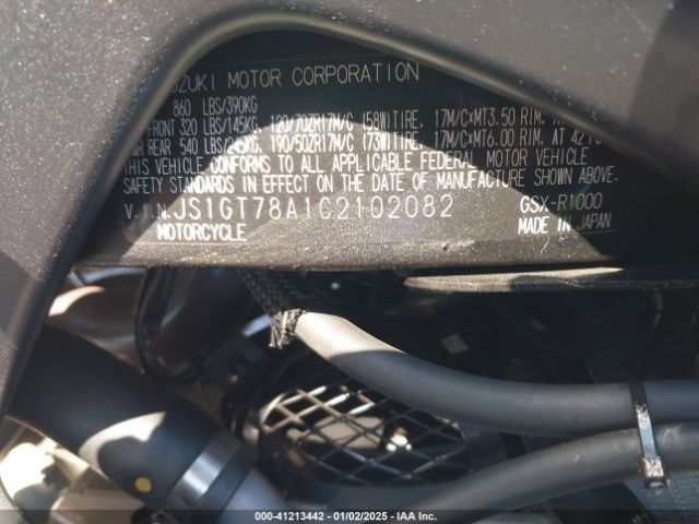 2012 SUZUKI GSX-R1000 JS1GT78A1C2102082 Photo 9
