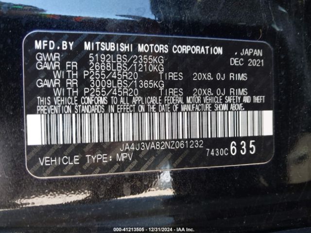 2022 MITSUBISHI OUTLANDER JA4J3VA82NZ061232 Photo 8