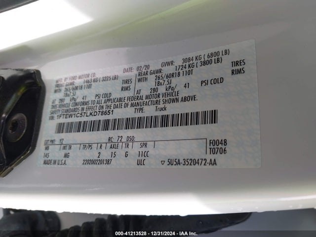 Ford F-150 Xlt 2020 1FTEW1C57LKD78651 Image 9