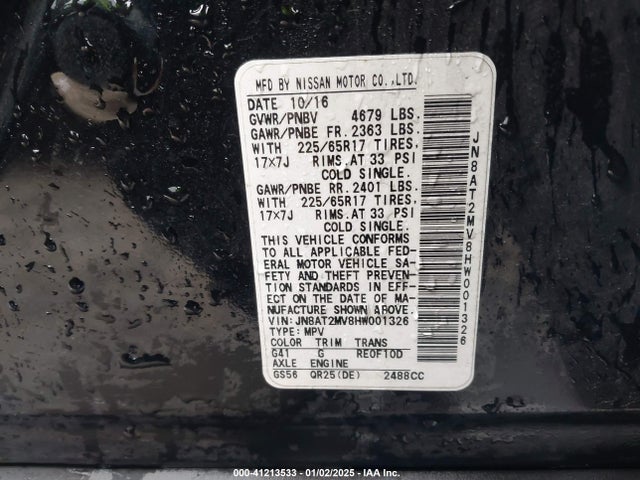 Nissan ROGUE S 2017 JN8AT2MV8HW001326 Image 9