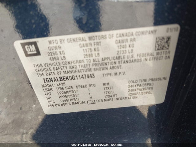 2GNALBEK0G1147443 Chevrolet EQUINOX LS
