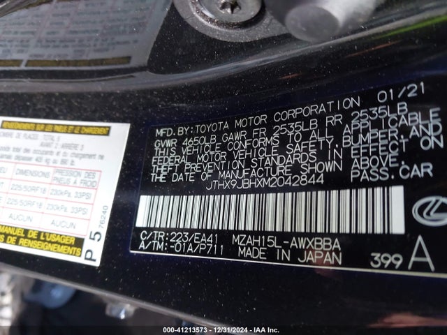 JTHX9JBHXM2042844 Lexus m20a-fxs, 3nm,1mm