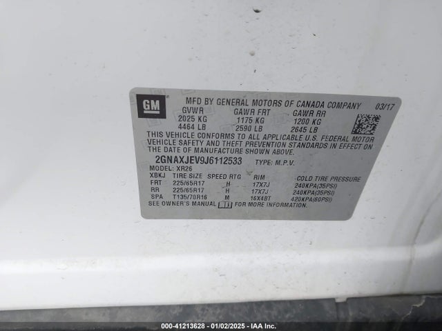Chevrolet EQUINOX LT 2018 2GNAXJEV9J6112533 Image 9