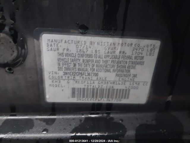 3N1CE2CP6FL367700 Nissan Versa Note Sv