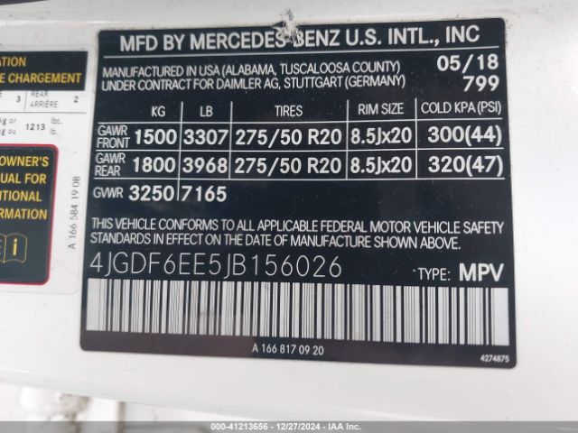 4JGDF6EE5JB156026 Mercedes-Benz Gls 450 4matic