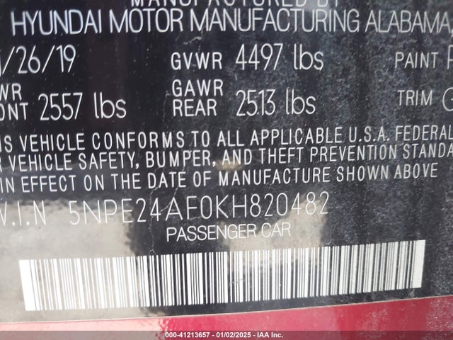 Hyundai SONATA SE 2019 5NPE24AF0KH820482 Image 9