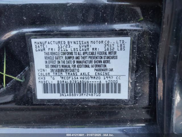 3N1AB8BV3RY248710 Nissan Sentra S Xtronic Cvt