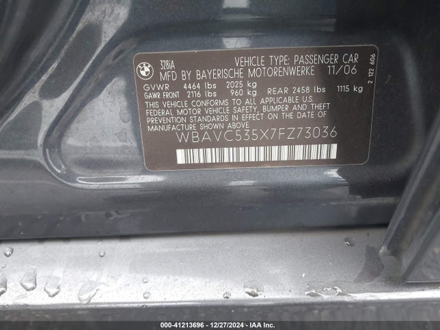 Aukcja sprzedaży 2007 Bmw 328i, vin: WBAVC535X7FZ73036, numer aukcji: 41213696