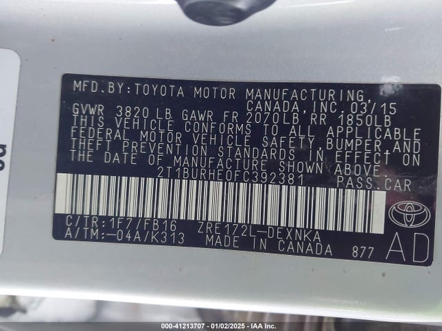 Toyota COROLLA LE 2015 2T1BURHE0FC392381 Image 9
