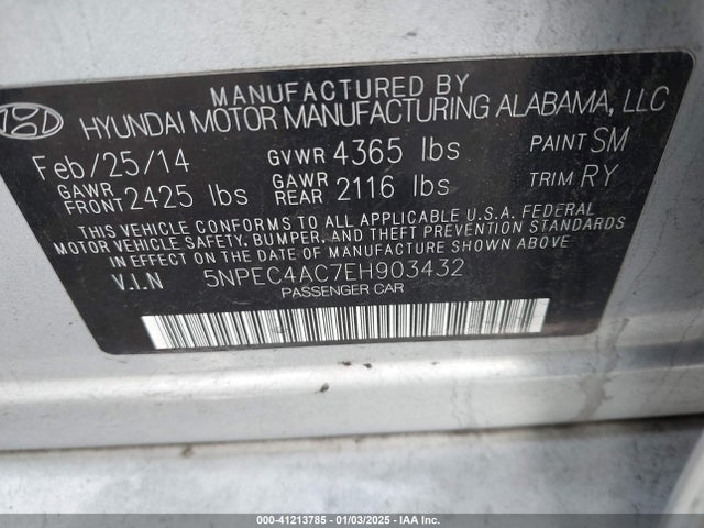 Hyundai Sonata Limited 2014 5NPEC4AC7EH903432 Image 9