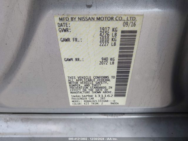 1N4AL3AP9HC131162 Nissan Altima 2.5/s/sv/sl/sr