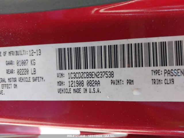 1C3CDZCB9EN237538 Dodge Avenger Sxt