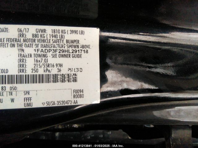 1FADP3F29HL291718 Ford FOCUS SE