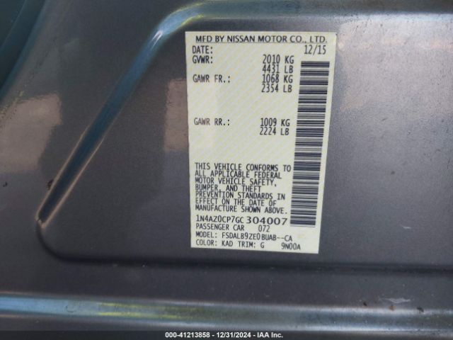 1N4AZ0CP7GC304007 Nissan LEAF S