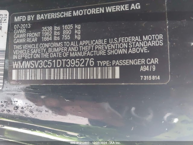 2013 MINI HARDTOP WMWSV3C51DT395276 Photo 8