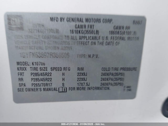 2007 CADILLAC ESCALADE 1GYFK63897R360506 Photo 8