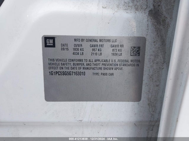 1G1PC5SG5G7163010 Chevrolet Cruze Limited Ls Auto