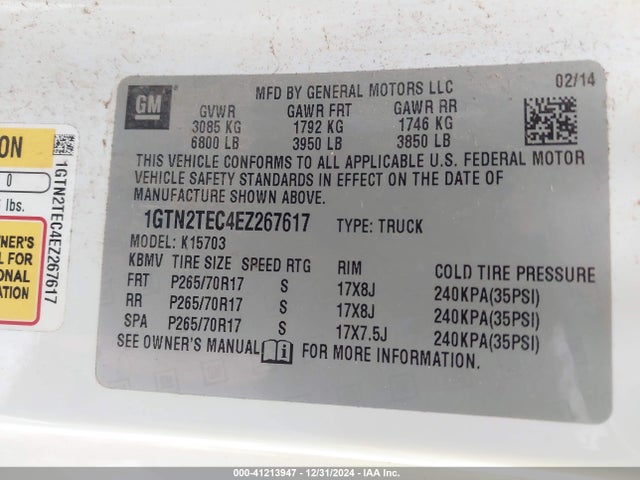 1GTN2TEC4EZ267617 GMC SIERRA 1500