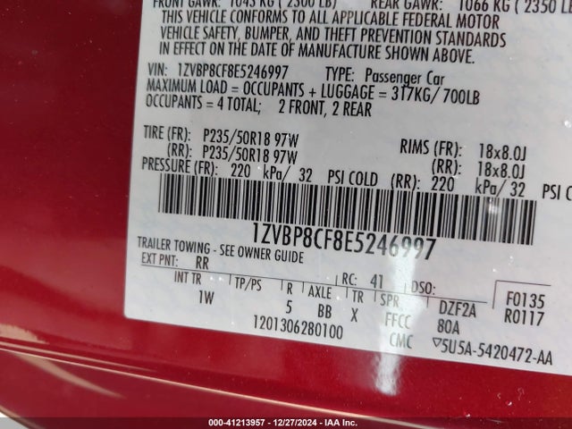 Ford MUSTANG GT 2014 1ZVBP8CF8E5246997 Image 9