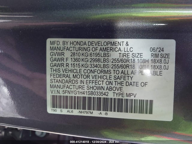 Honda Pilot Ex-l 2025 5FNYG1H41SB033542 Image 9