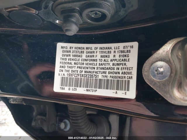 Honda Civic Lx 2016 19XFC2F5XGE235751 Image 9