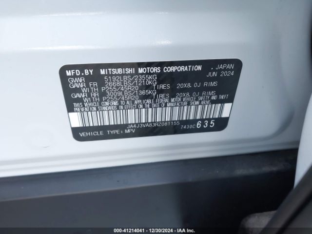 JA4J3VA83RZ081155 Mitsubishi Outlander Se 2.5 2wd/se Black Edition S-awc/se Black Edition W/pano Roof