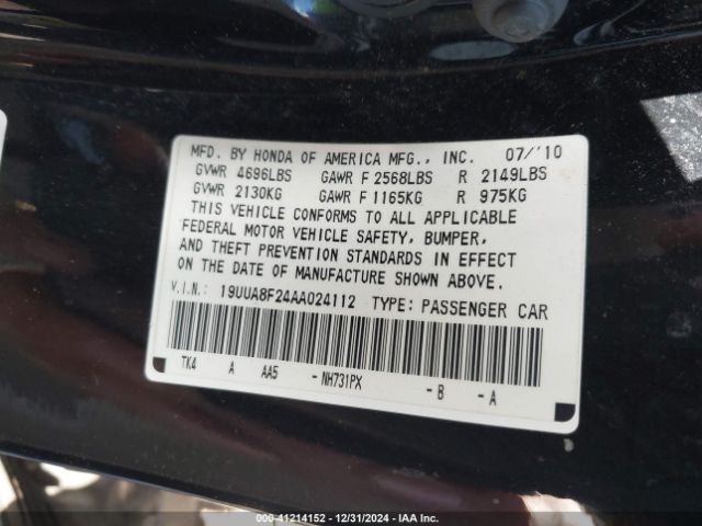 2010 ACURA TL 19UUA8F24AA024112 Photo 8