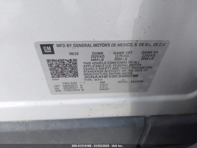 3GNAXHEV5KS680788 Chevrolet EQUINOX LS