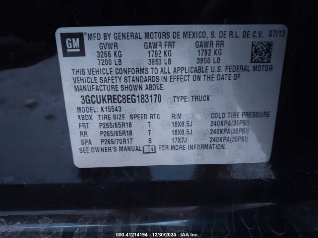3GCUKREC8EG183170 Chevrolet Silverado 1500 Lt