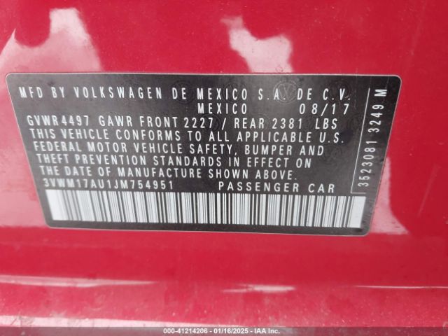 3VWM17AU1JM754951 Volkswagen Golf Alltrack Tsi S/tsi Se