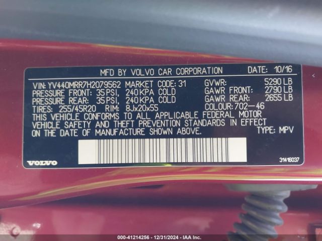 YV440MRR7H2079562 Volvo Xc60 T5 Dynamic