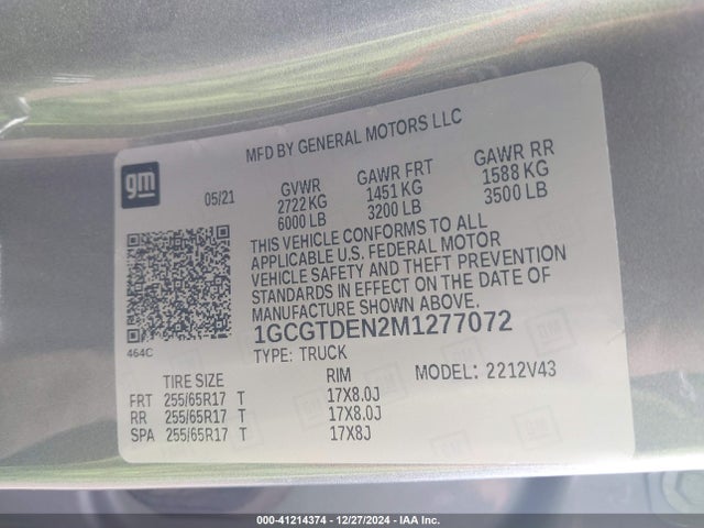 1GCGTDEN2M1277072 Chevrolet Colorado 4wd  Long Box Z71