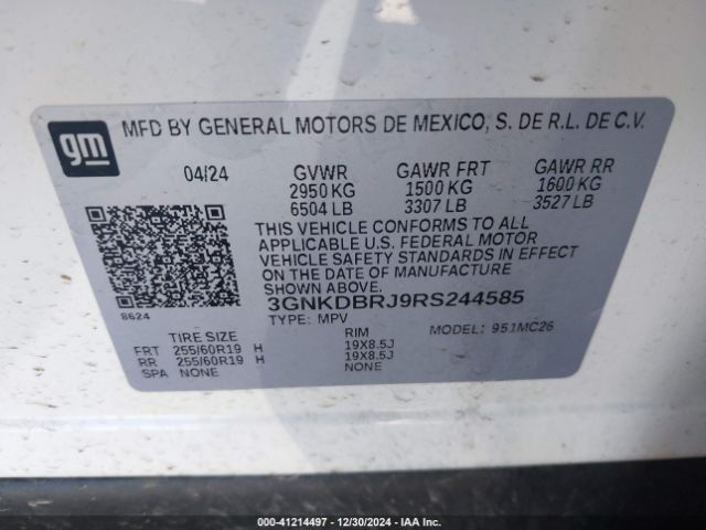 3GNKDBRJ9RS244585 Chevrolet Blazer Ev Eawd 2lt