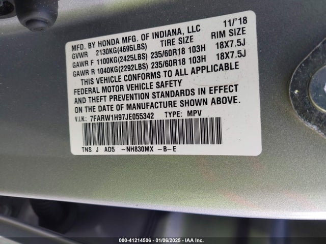 Honda Cr-v Touring 2018 7FARW1H97JE055342 Image 9